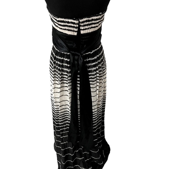 BCBG Maxazria Maxi Dress Silk Strapless Black White Size 2 - Picture 3 of 8